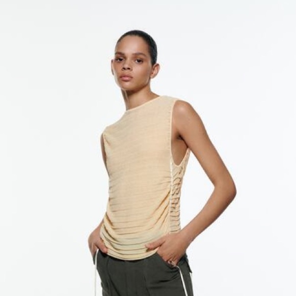 Zara Knit Top with Ruched Sides